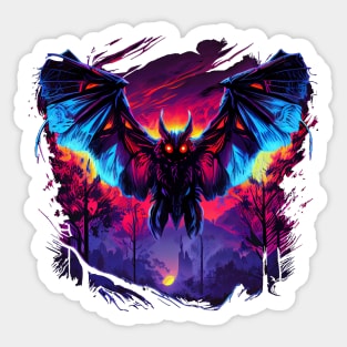 Mothman Cryptozoology 80s Retro Synthwave Aesthetic Cryptid Sticker